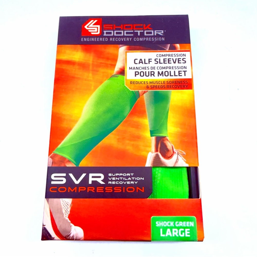 Shock Green Compression Calf Sleeves - Large - (2pc)